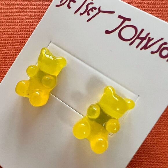 💛 Betsey Johnson lemon yellow gummy bear stud earrings 💛 - Picture 1 of 5